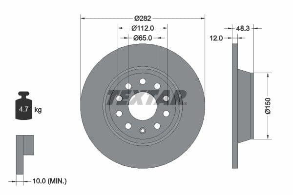 Disk zadnji Textar - Tiguan - 92140803 — slika 1 od 1