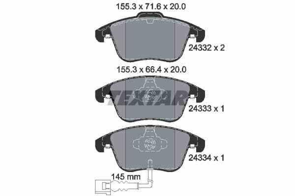 Plocice prednje Textar - Tiguan - 2433301 — slika 1 od 1