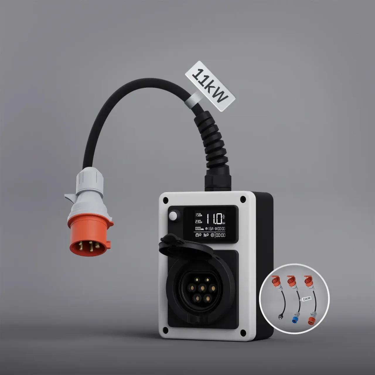 Mobilna trofazna wallbox punionica za EV - 11kW sa setom adaptera — slika 1 od 4