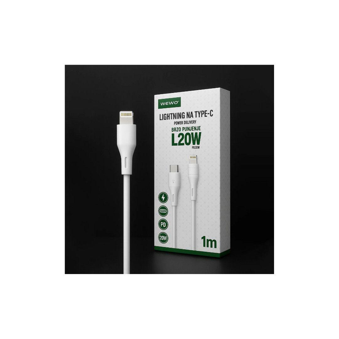 DATA KABAL L20W LIGHTNING NA TYPE-C 20W 1M BIJELI WEWO — slika 2 od 2