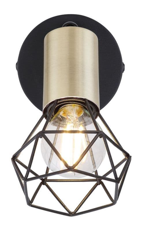 Zidna lampa zlatno-crno e14 — slika 2 od 3