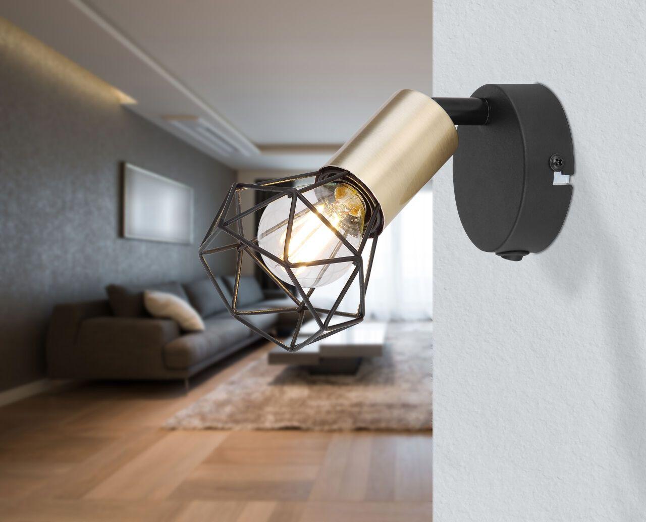 Zidna lampa zlatno-crno e14 — slika 3 od 3