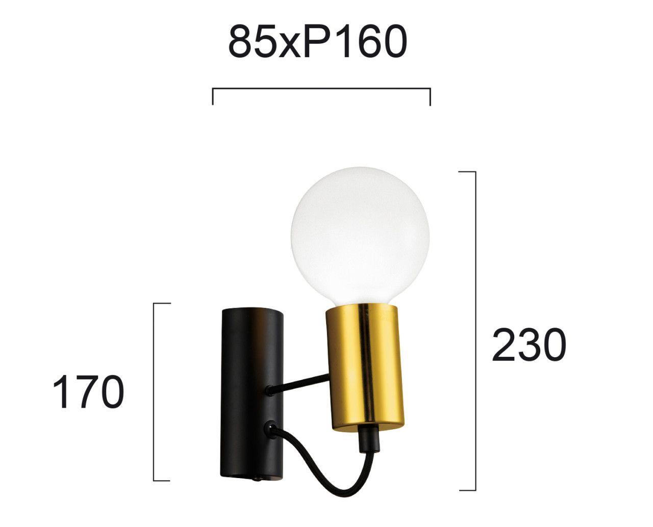 Zidna lampa crno,zlatno 1xE27 — slika 2 od 3