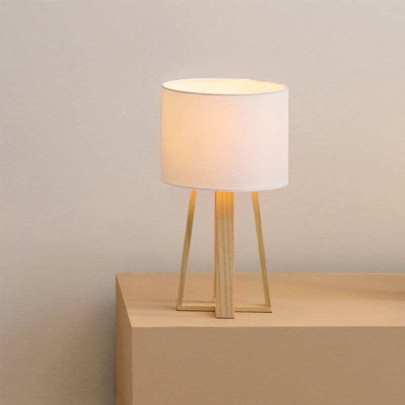 Stolna lampa MG 1xE27- bijela/drvo — slika 1 od 3