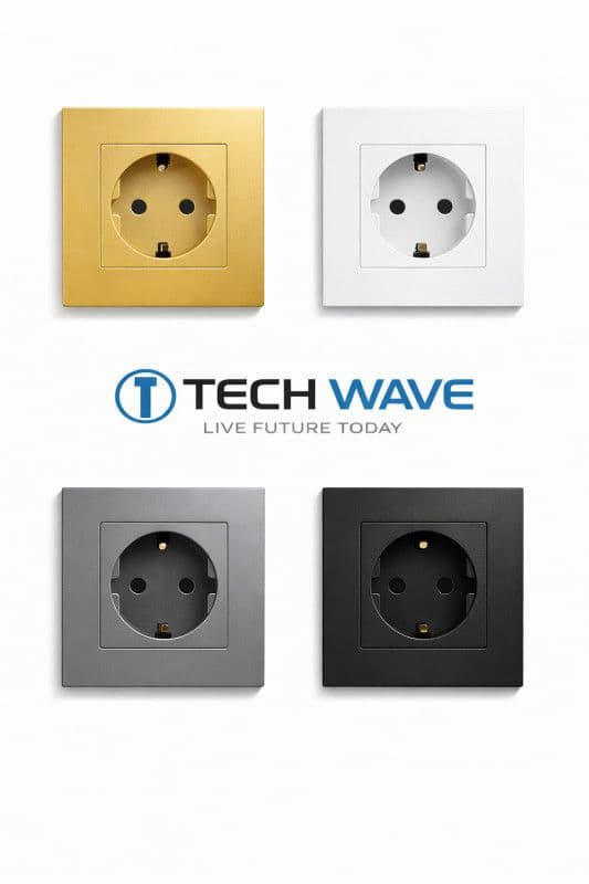 TECH WAVE utičnica i plastični okvir- crna (komplet) — slika 3 od 3