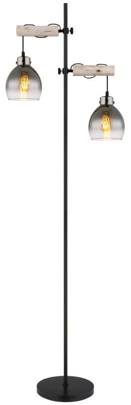 Podna lampa 2xE27- crna/staklo — slika 2 od 4
