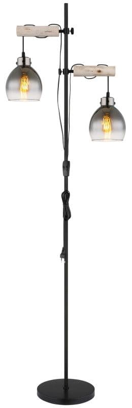Podna lampa 2xE27- crna/staklo — slika 4 od 4