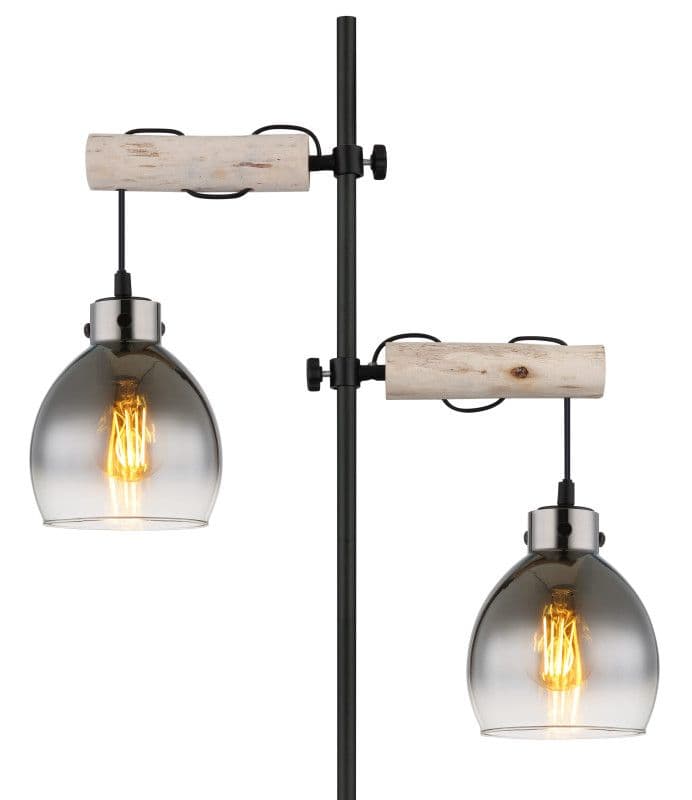 Podna lampa 2xE27- crna/staklo — slika 3 od 4
