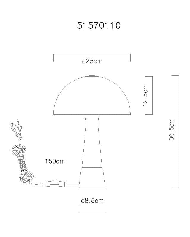Stolna lampa gljiva 1xE27- siva mat — slika 10 od 10