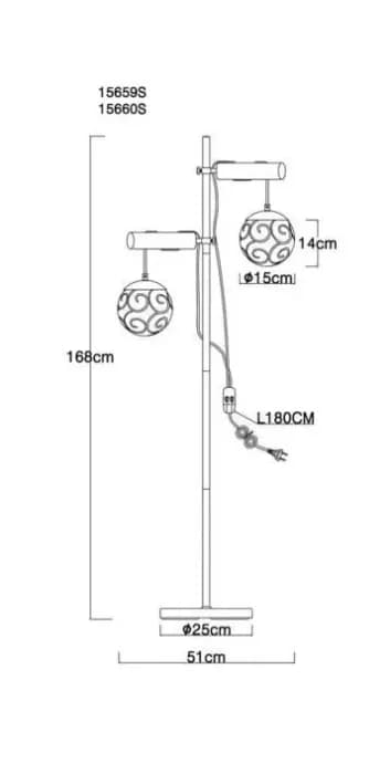 Podna lampa drvo metal 2xgu10 — slika 3 od 3