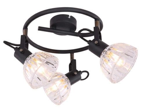 Luster 3xe27 metal i staklo globo — slika 3 od 3