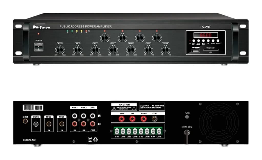 PA-SYSTEMS TA-28F 4-zonsko 280W pojačalo sa playerom — slika 1 od 1